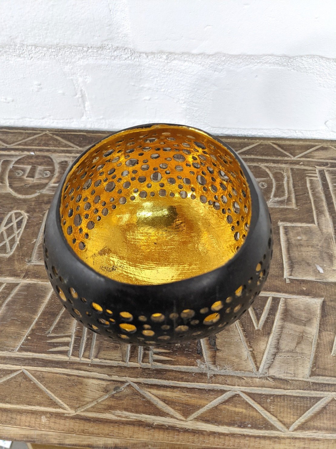 Coconut Gold Painted Bowl on Legs