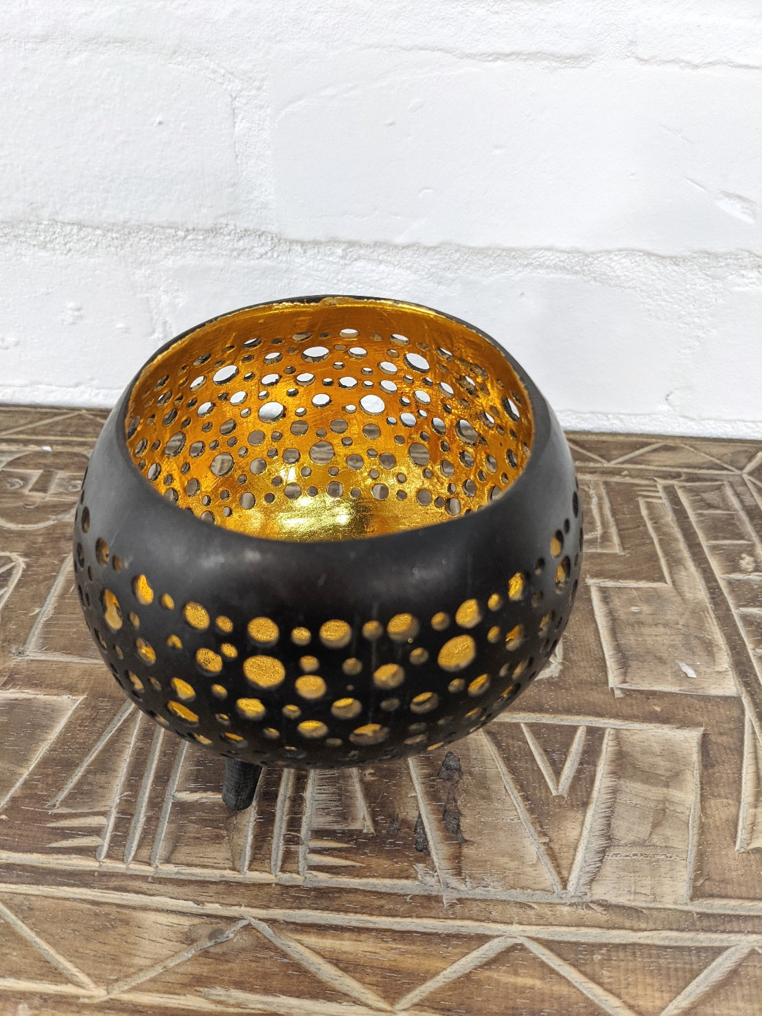 Coconut Gold Painted Bowl on Legs