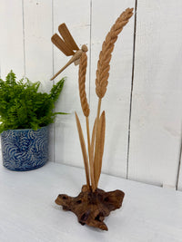 Wooden Dragonfly on Wheat