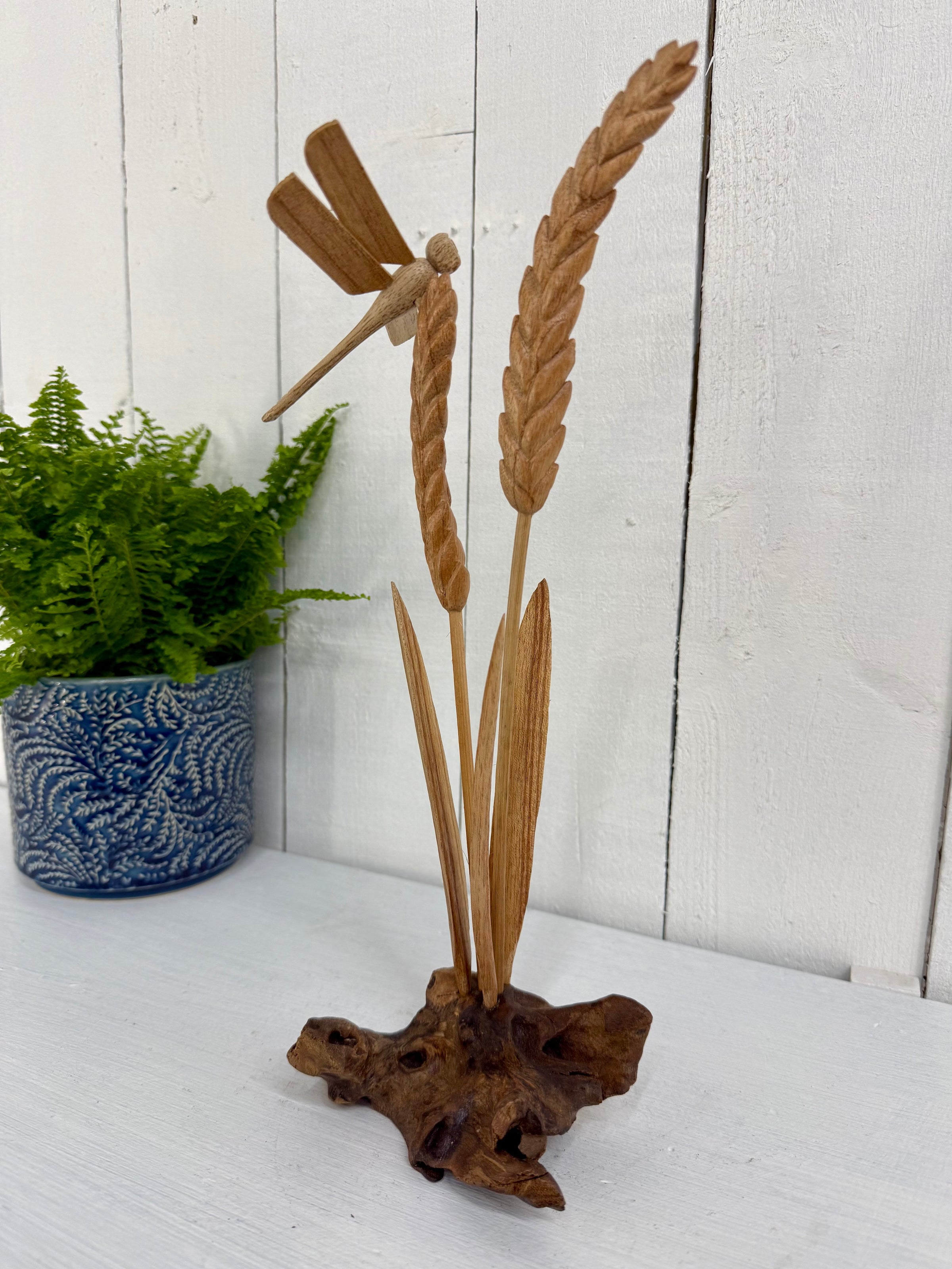 Wooden Dragonfly on Wheat