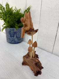 Wooden Fairy on Toadstool