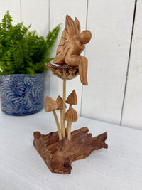 Wooden Fairy on Toadstool