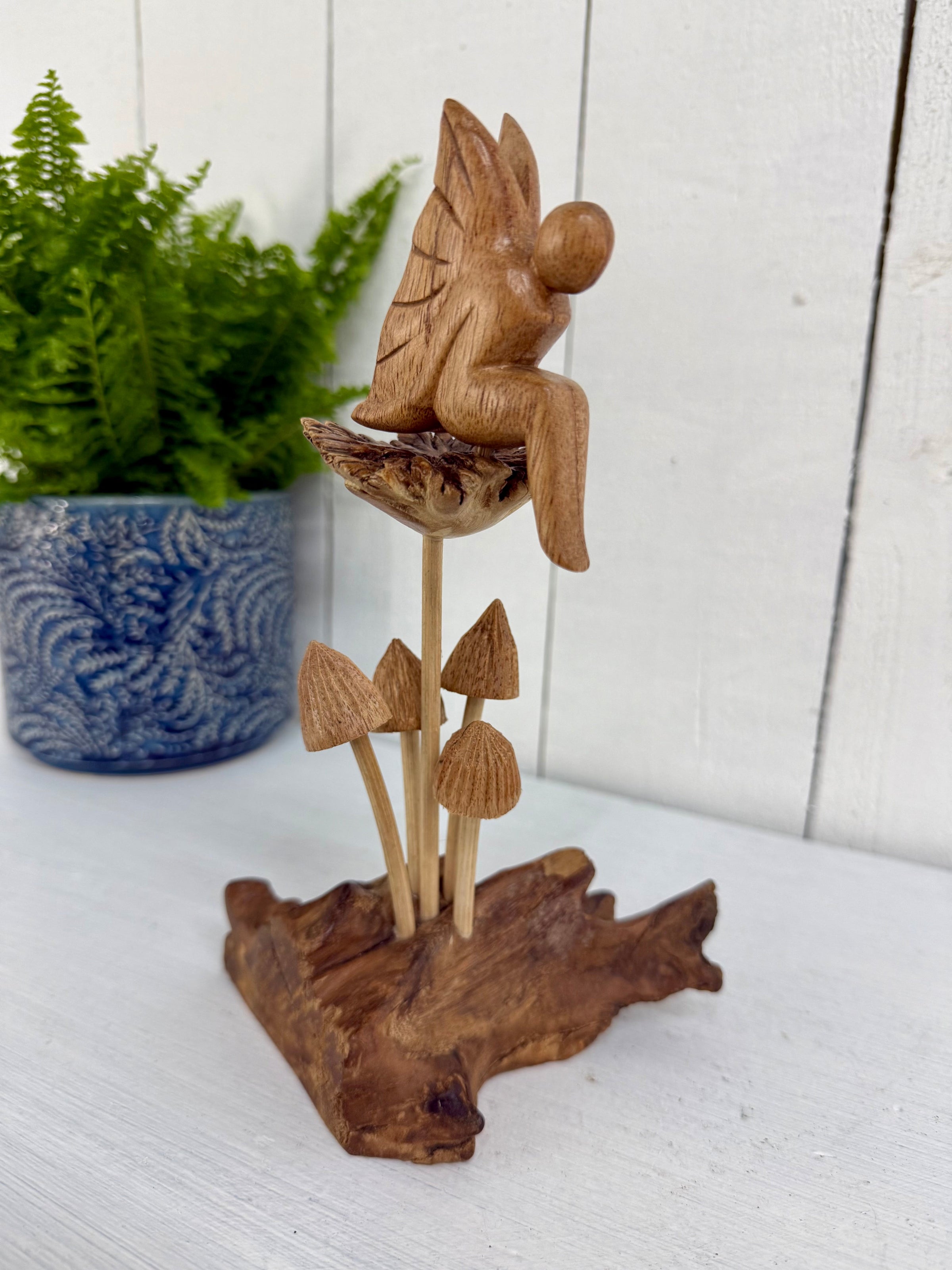 Wooden Fairy on Toadstool