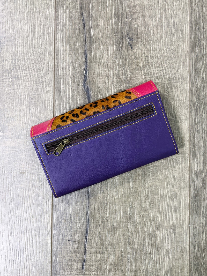 Leather Plain Fur Purse