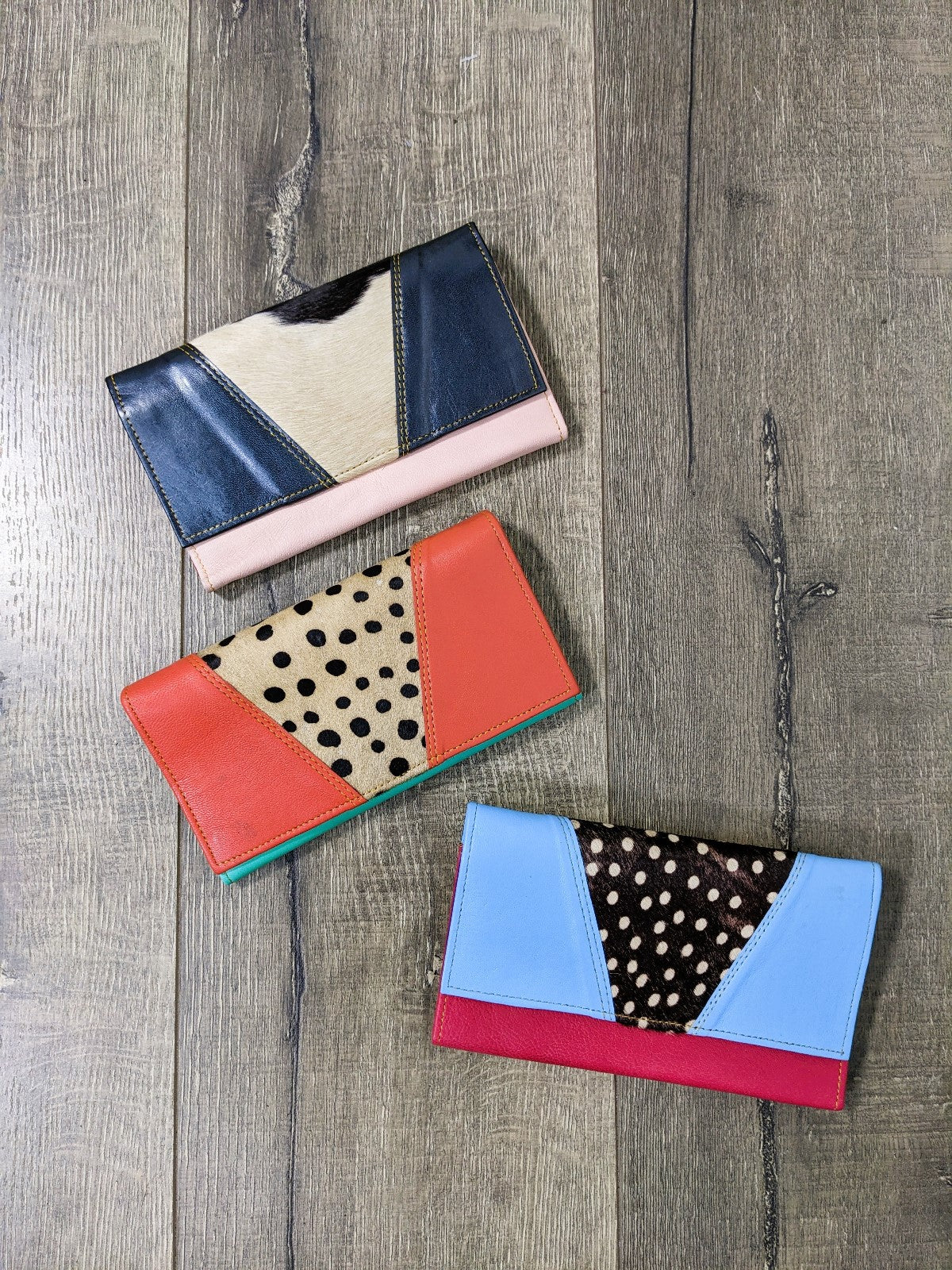 Leather Plain Fur Purse