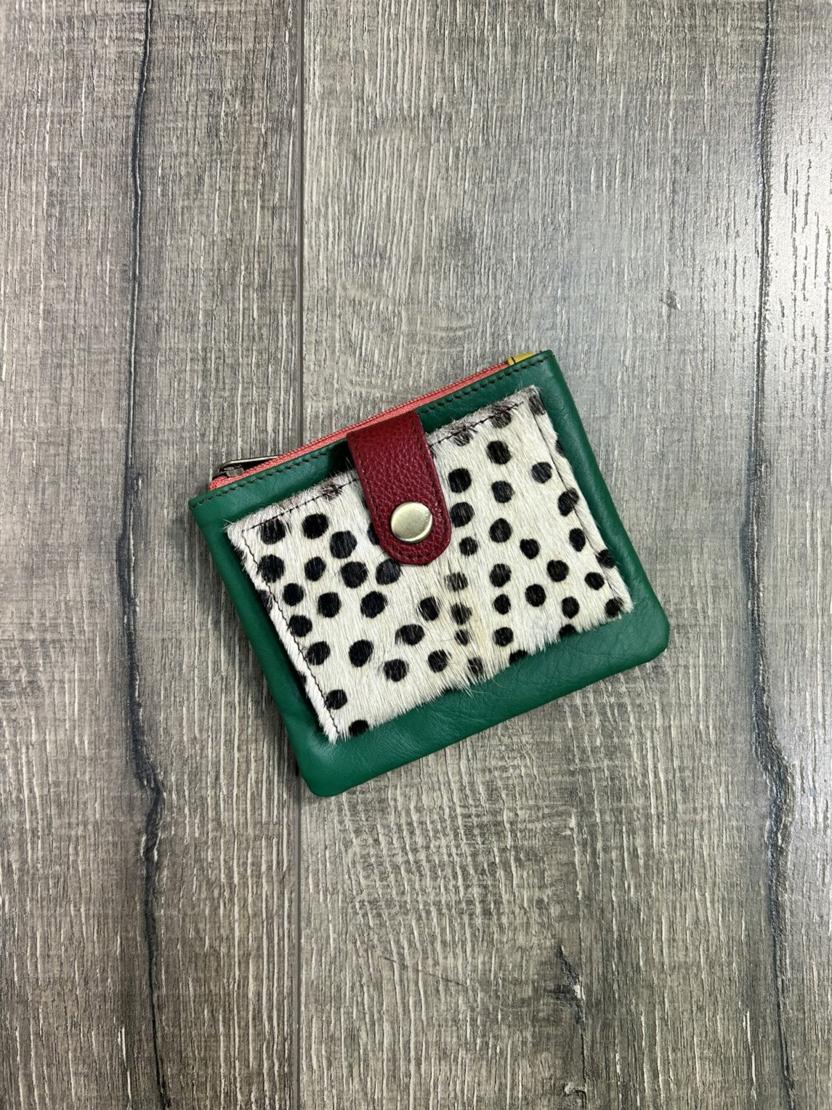 Plain & Fur Leather Coin & Card Purse