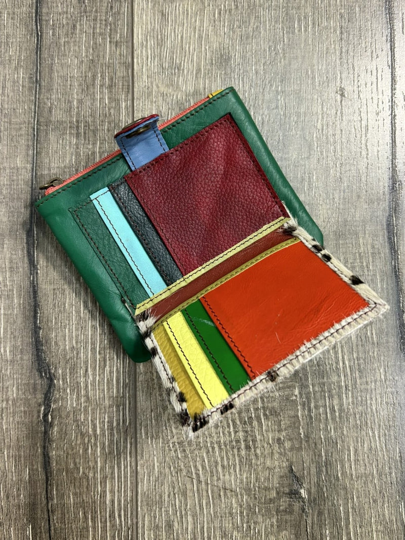 Plain & Fur Leather Coin & Card Purse