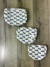 Set Of Three Quilted Animal Print Wash Bags