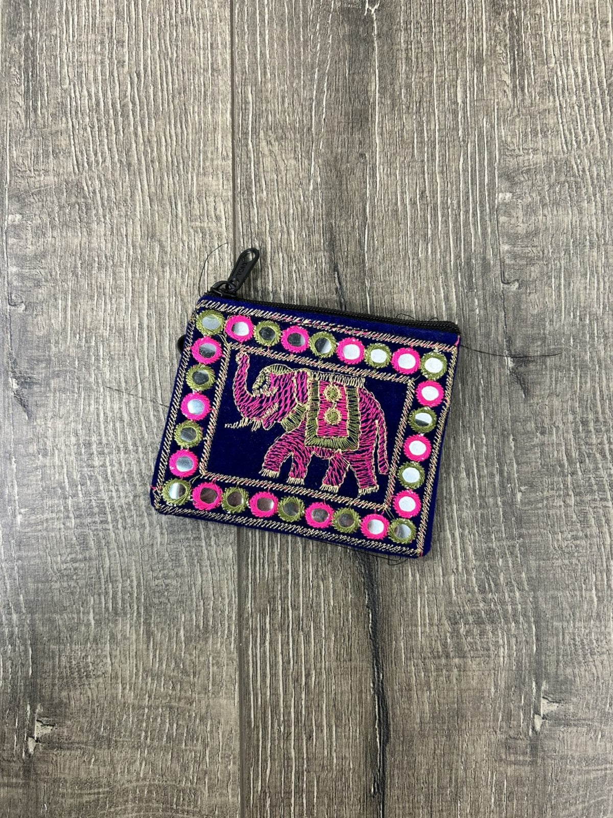 Embroidered Elephant Coin Purse