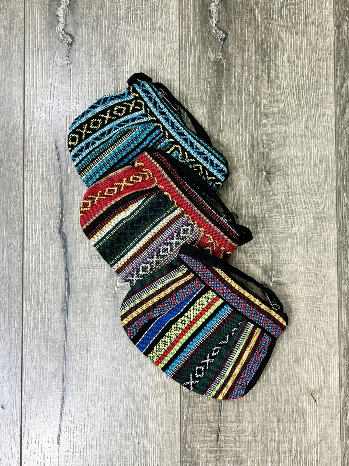 Cotton Gheri Zip Purse With Strap