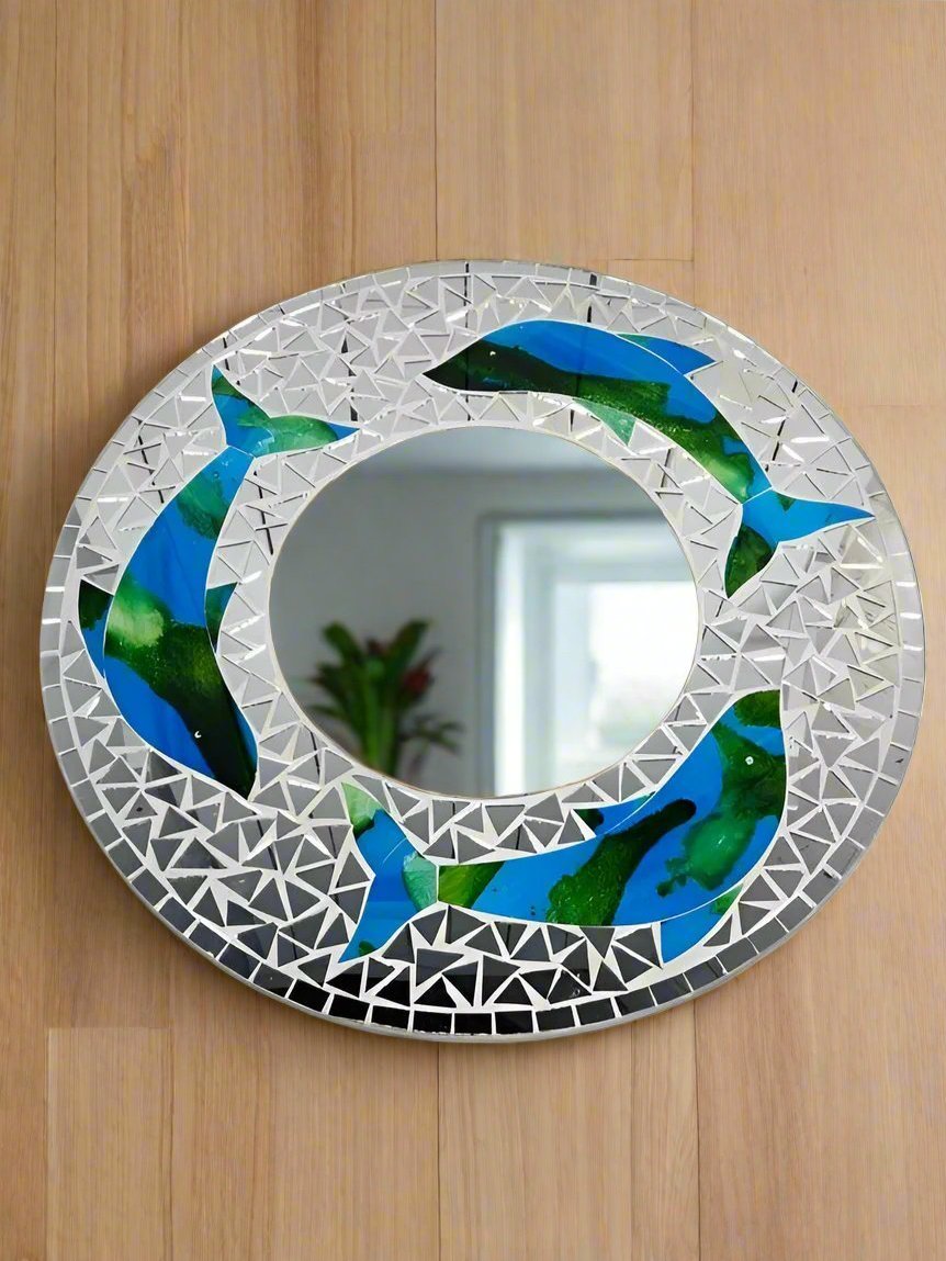 Round Mosaic Dolphin Mirror