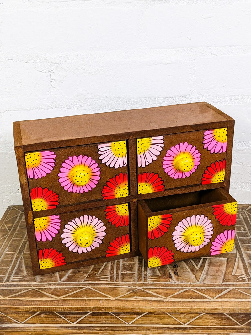 Brown Drawers With Flowers