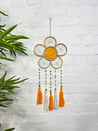 Hanging Wicker and Crochet Flower