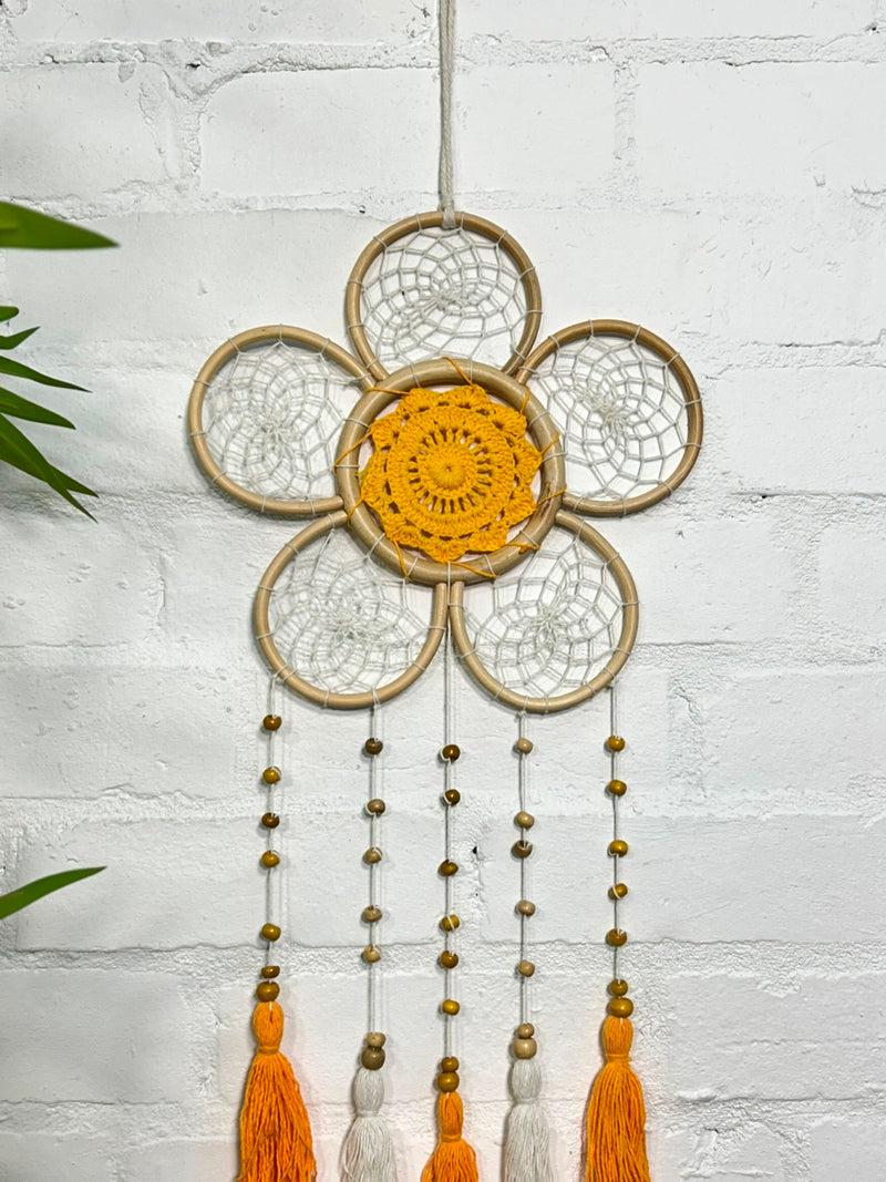 Hanging Wicker and Crochet Flower