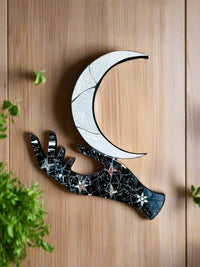 Hand & Crescent Moon Mosaic Wall Plaque