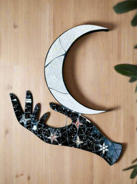 Hand & Crescent Moon Mosaic Wall Plaque