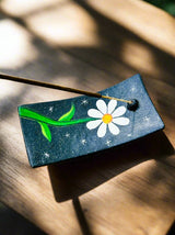 Rectangle Black and Daisy Incense Holder