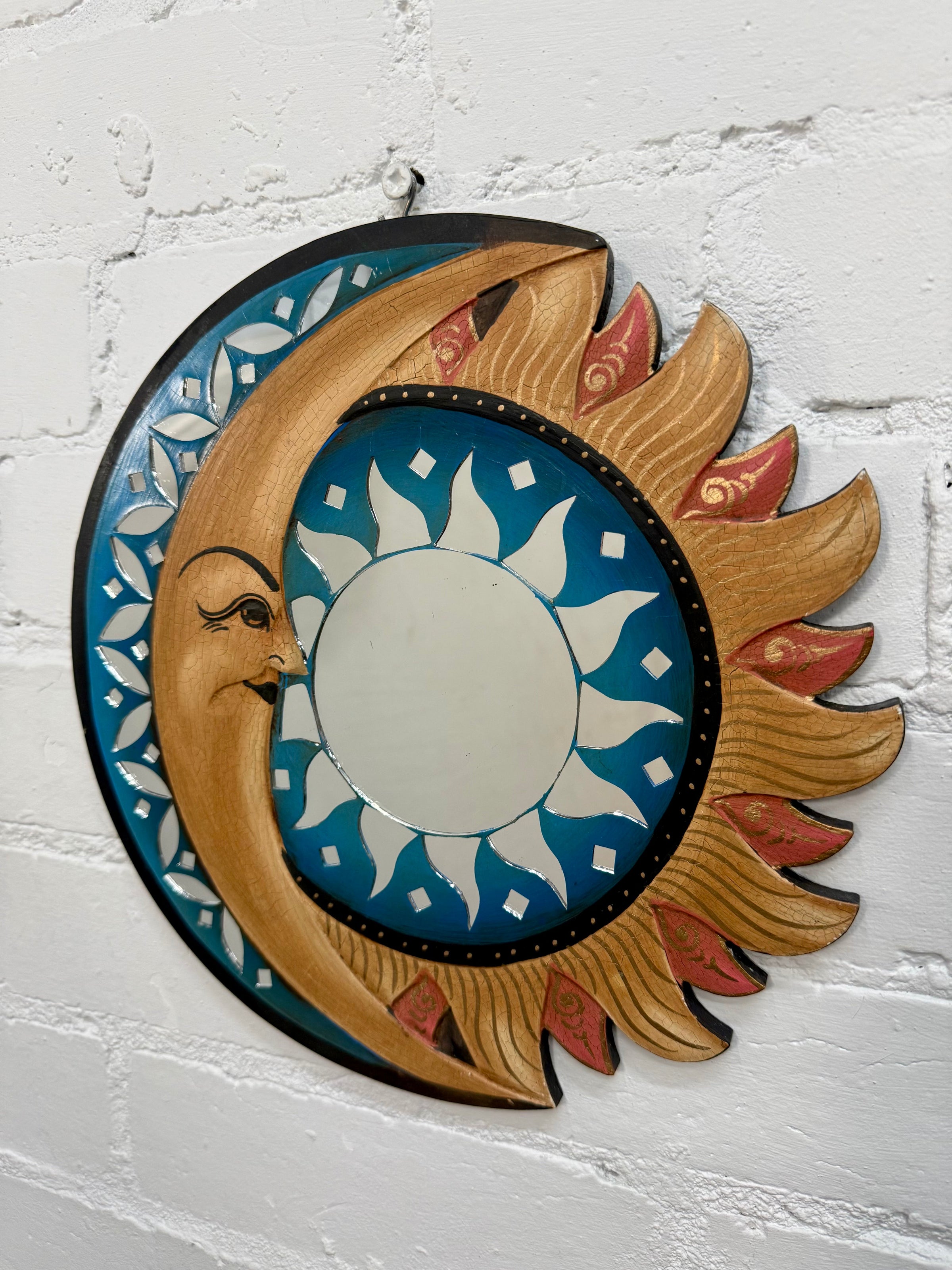 Sun & Moon Wooden Mirror