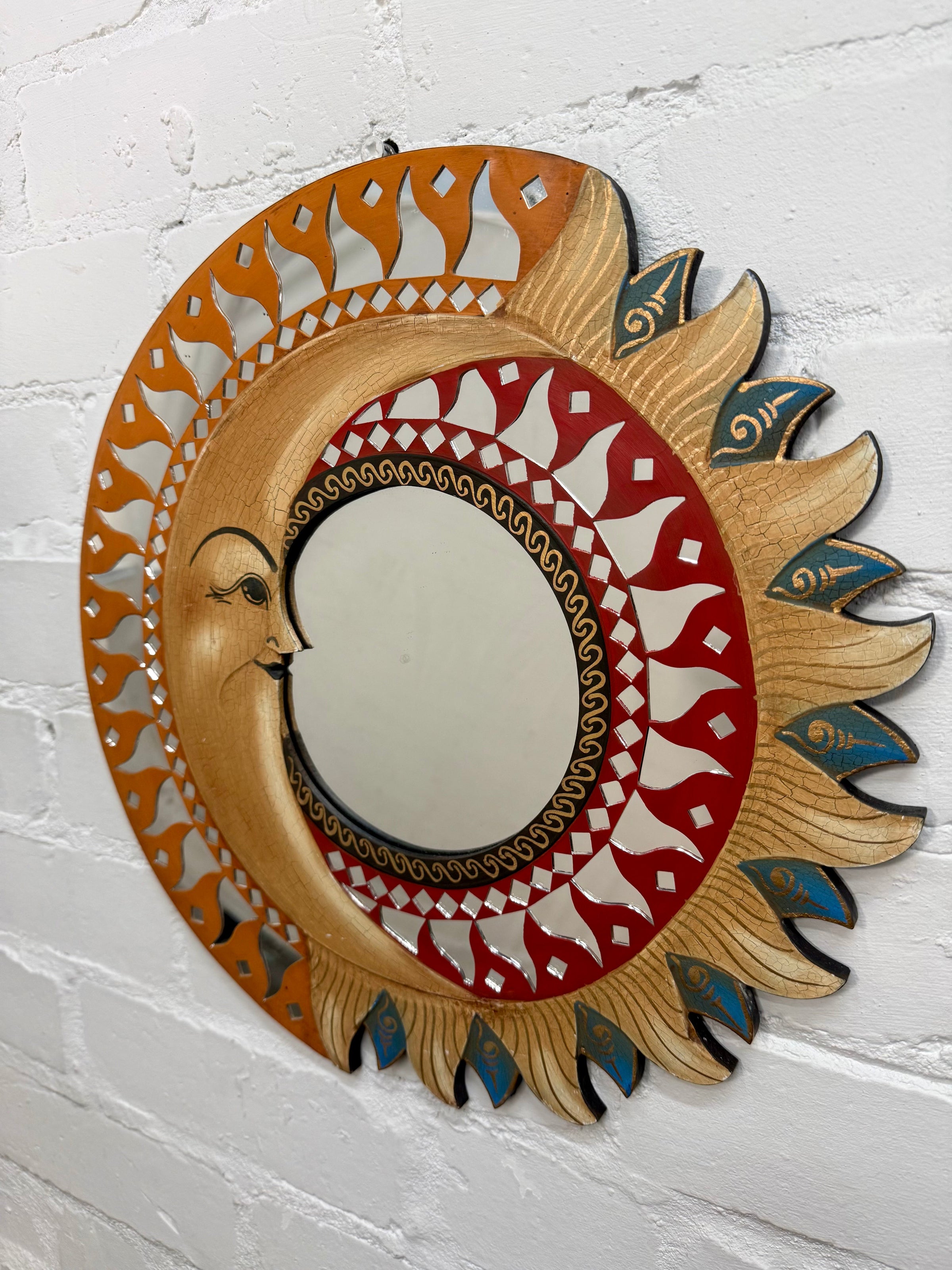 Sun & Moon Wooden Mirror