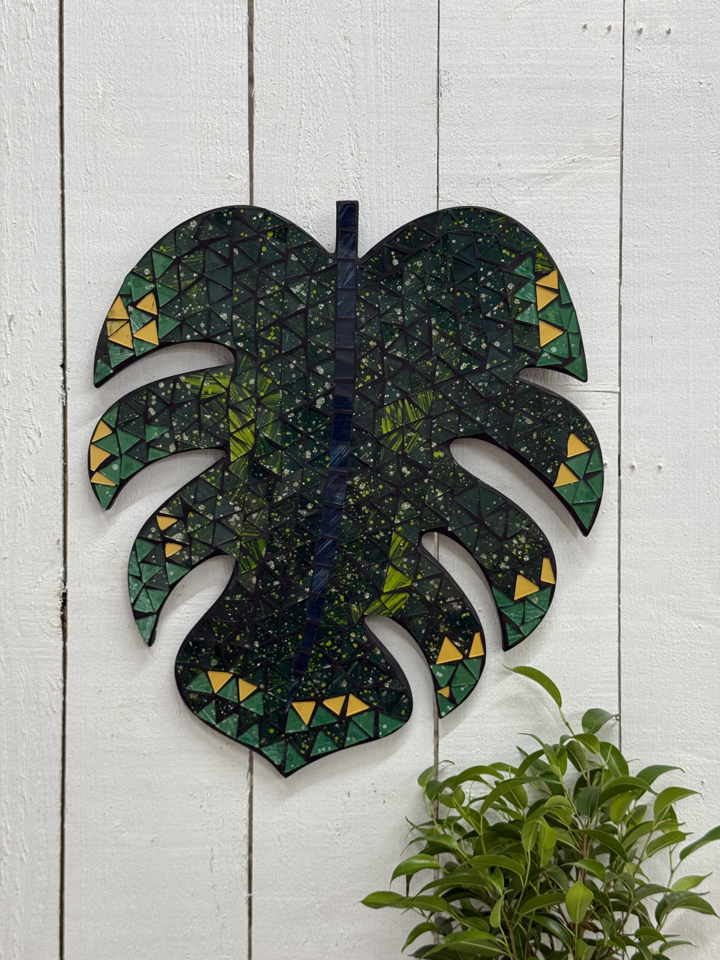 Mosaic Monstera Wall Plaque