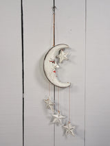 White Moon & Stars Wooden Mobile