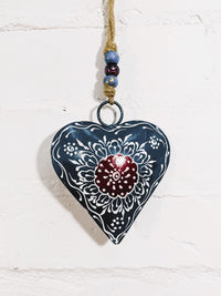 Metal Blue Painted Heart