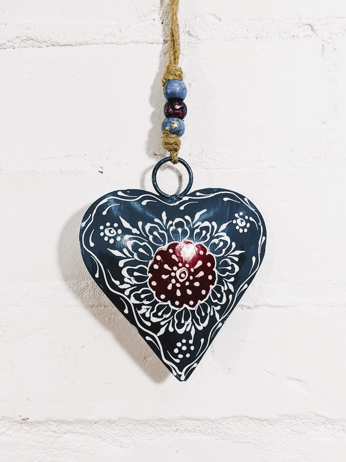 Metal Blue Painted Heart