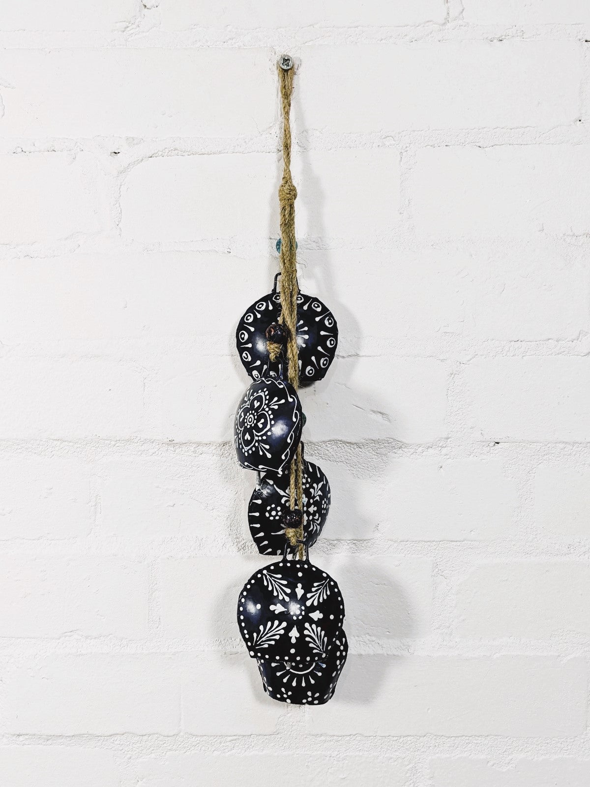 Hanging Blue painted Bells on String