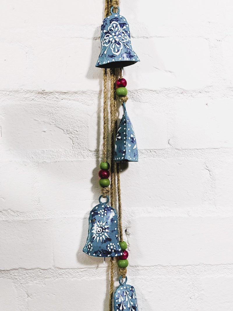 Hanging Blue Painted Bells String