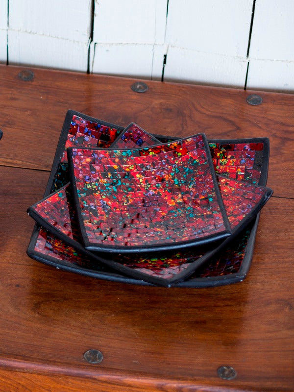 Set Of 3 Square Mosaic Bowls