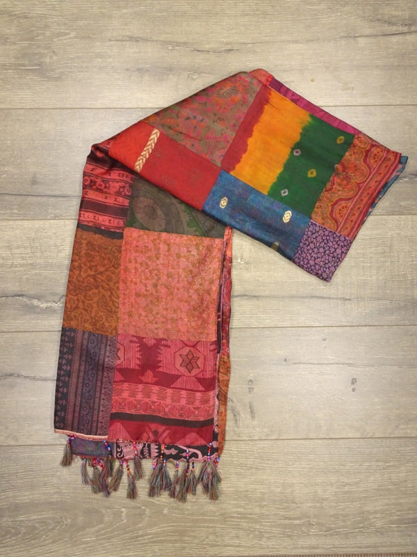 Printed Patchwork Scarf - 100% Silk