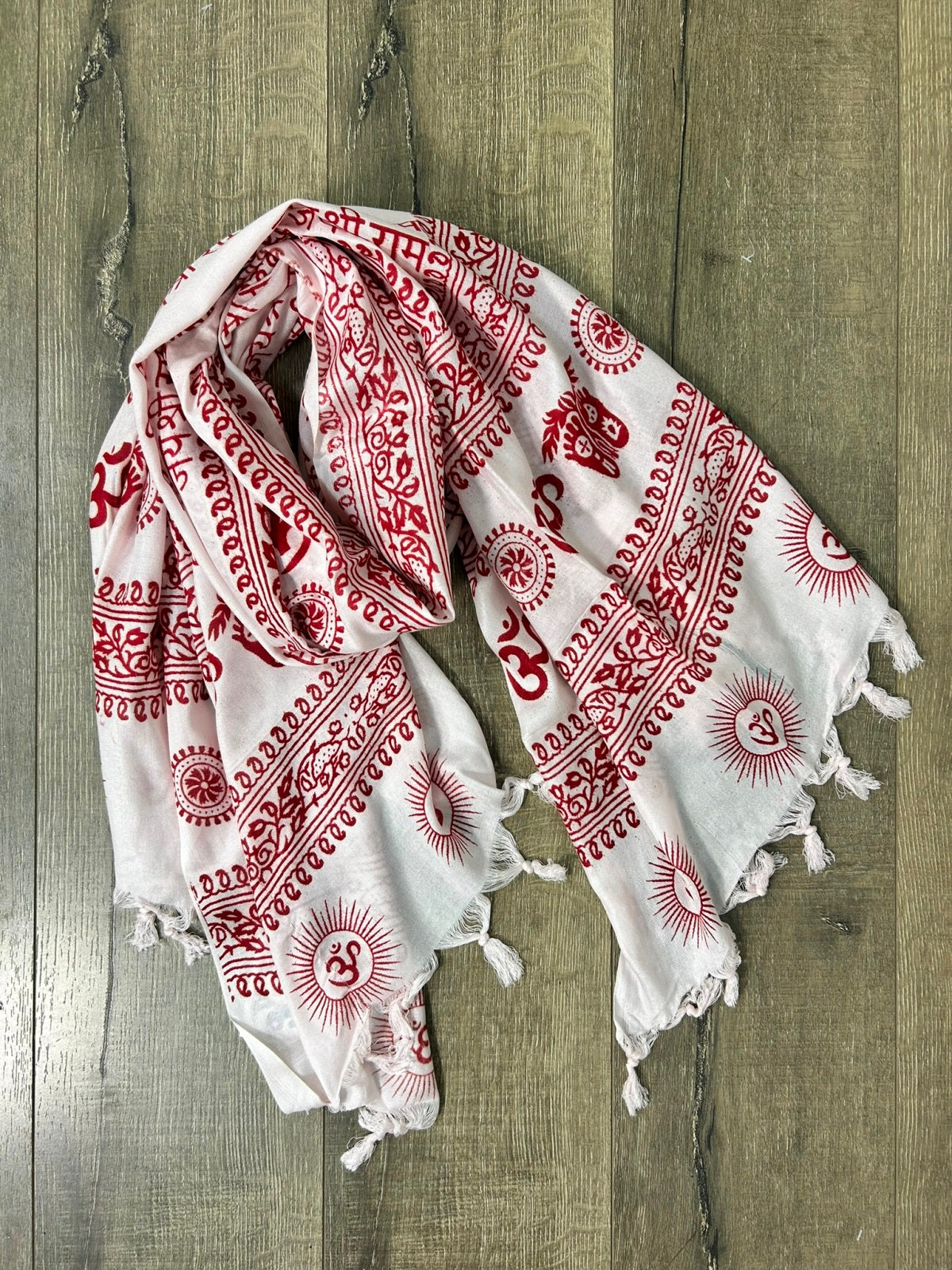 Assorted Prayer Print Scarf With Tassels