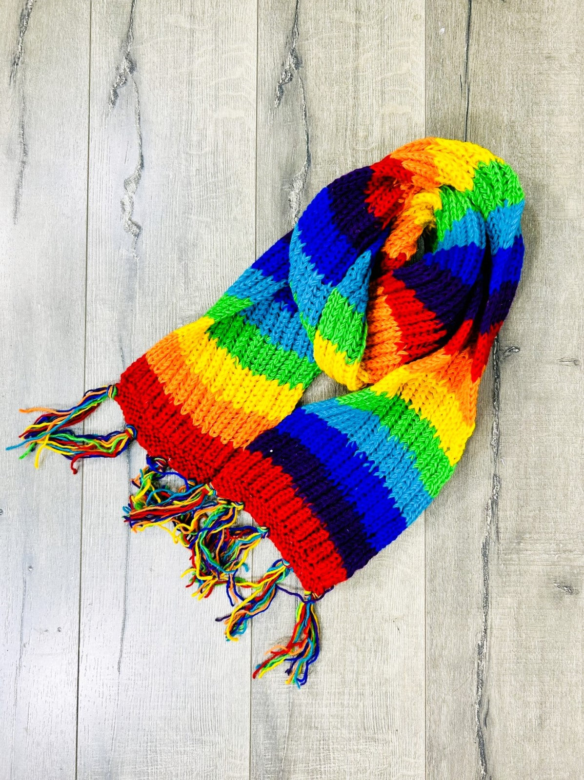Rainbow Stripe Chunky Knit Scarf – Gringo Fairtrade