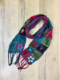 Multi Slash & Patch Cotton Scarf