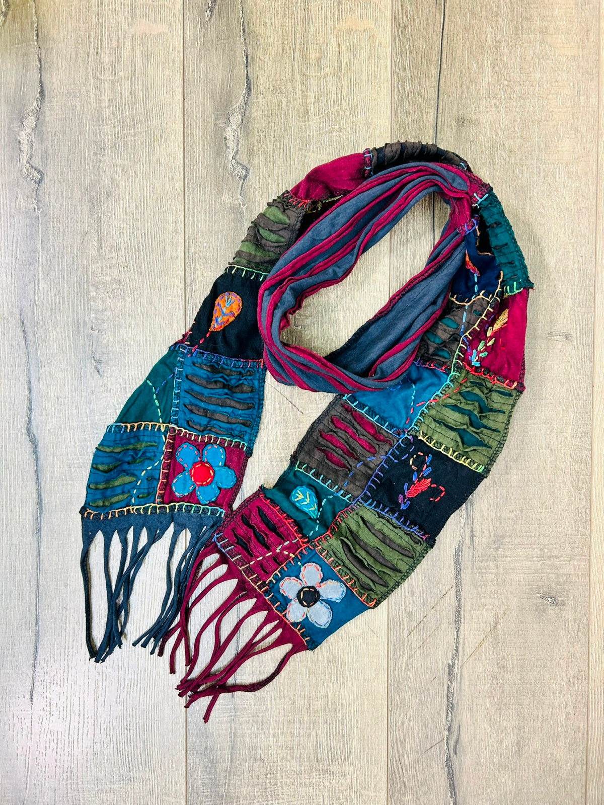 Multi Slash & Patch Cotton Scarf
