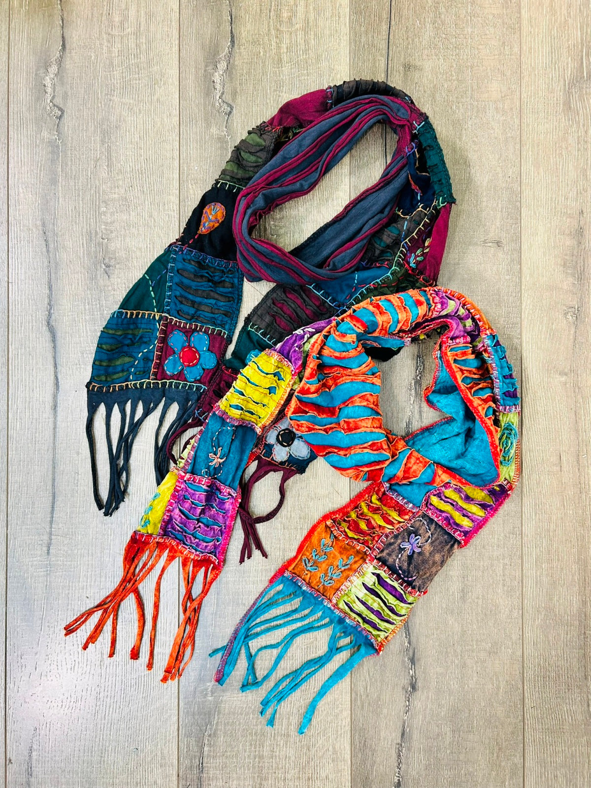 Multi Slash & Patch Cotton Scarf