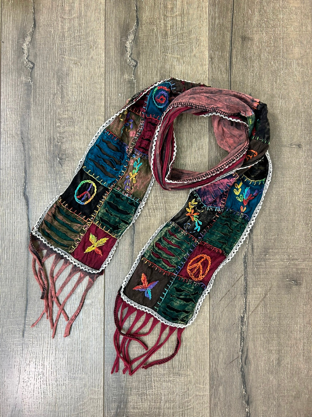 Multi Slash and Patch Cotton Scarf