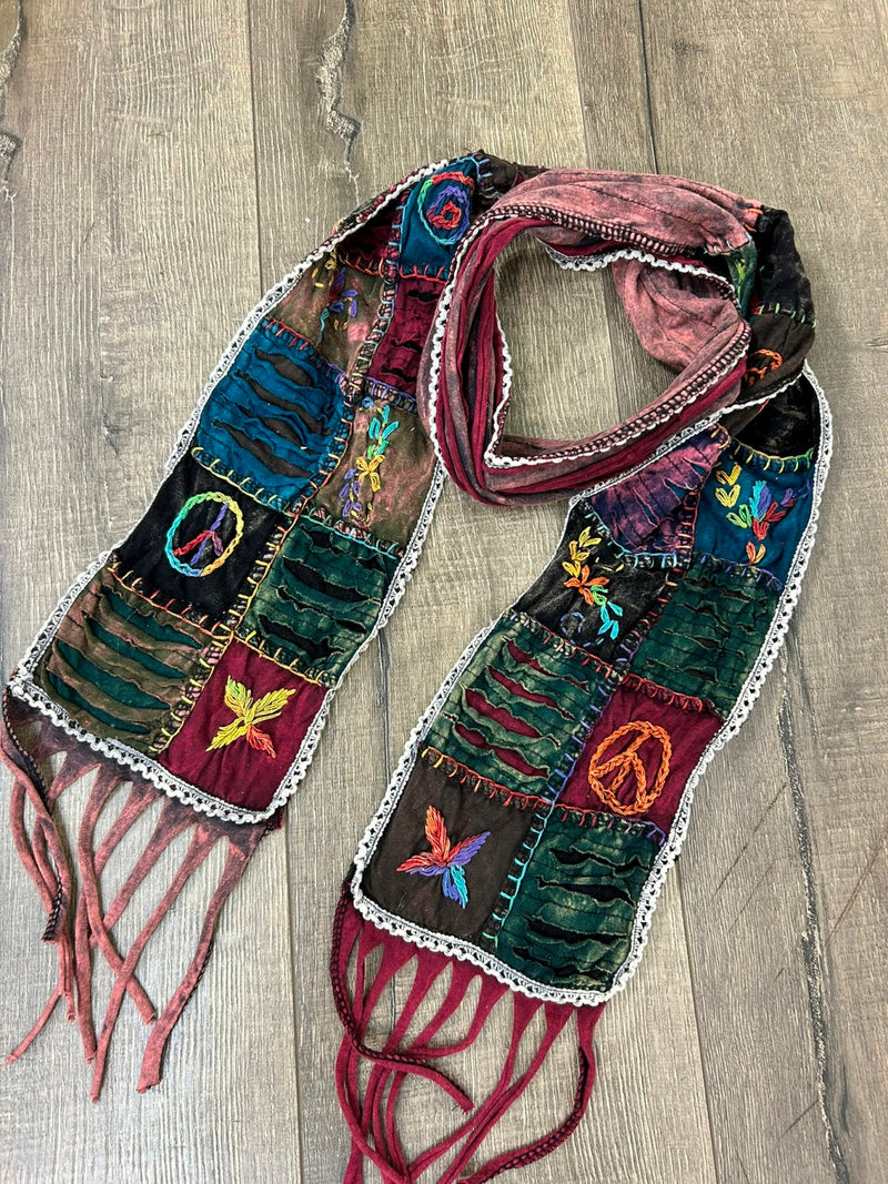 Multi Slash and Patch Cotton Scarf