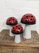 Set Of Three Metal Mushroom Tea Light Holders