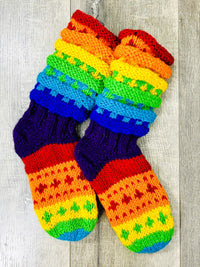 Rainbow Long Slipper Wool Socks