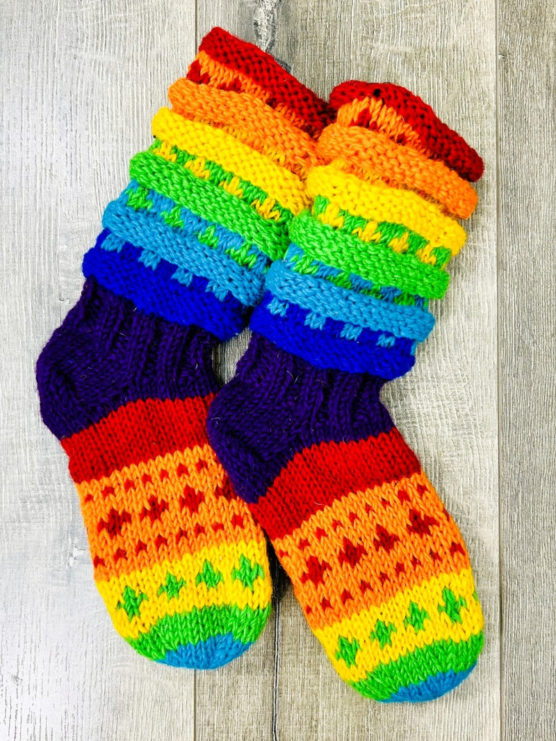 Rainbow Long Slipper Wool Socks