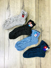 Plain Flower Embroidered Slipper Wool Socks