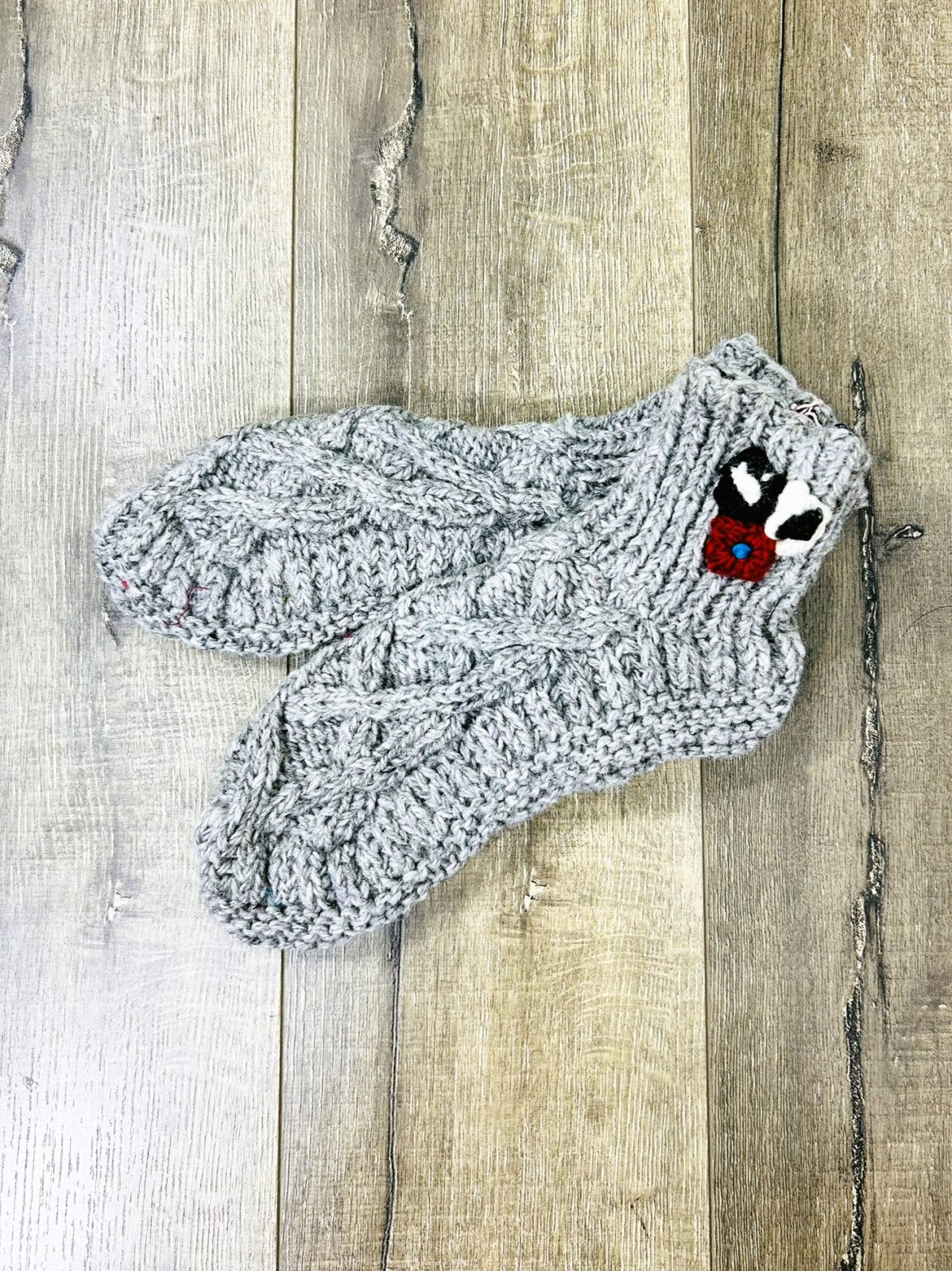 Plain Flower Embroidered Slipper Wool Socks