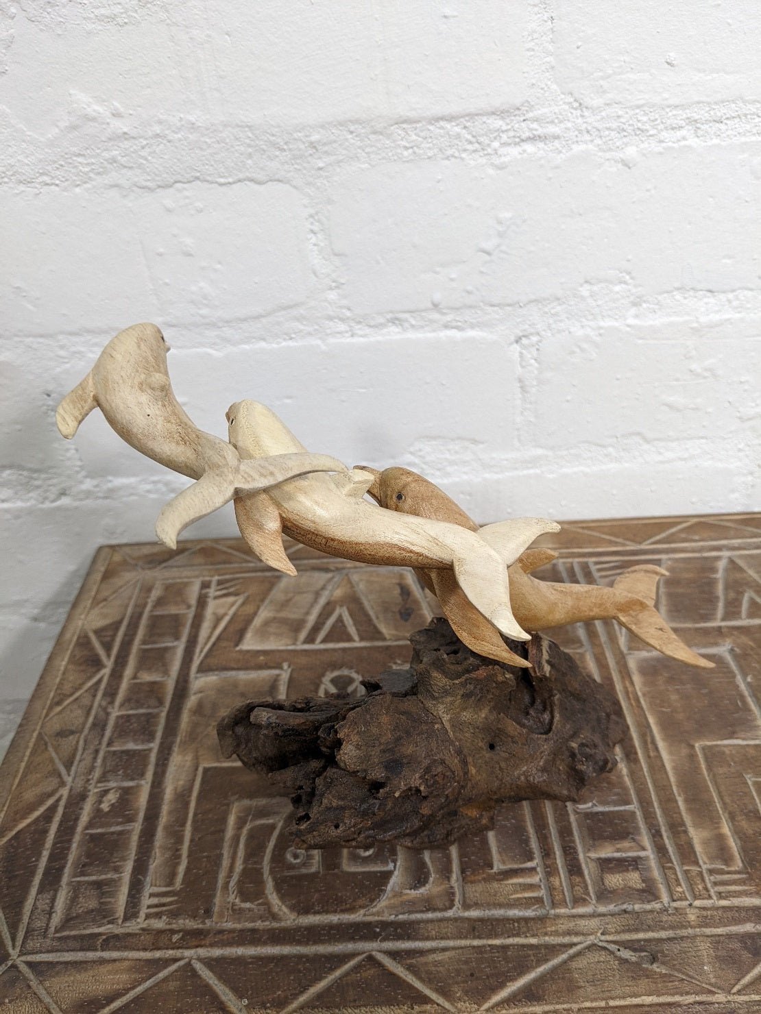Three Dolphins On Parasite Wood
