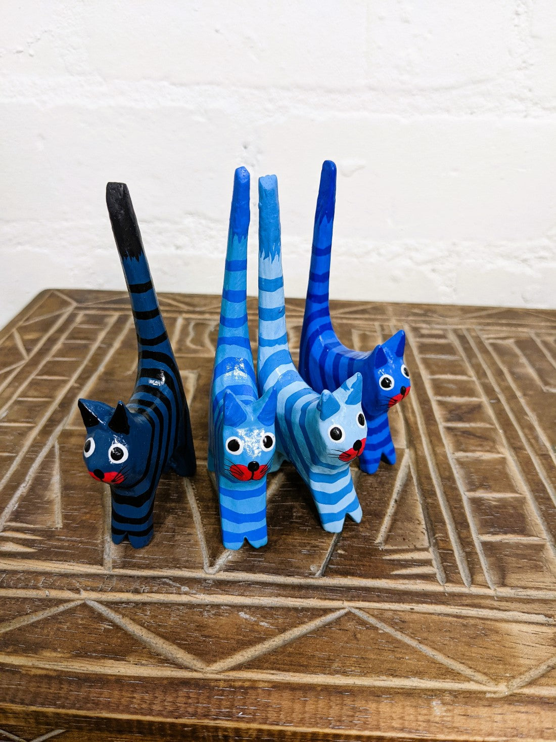 Set Of 4 Blue Cats