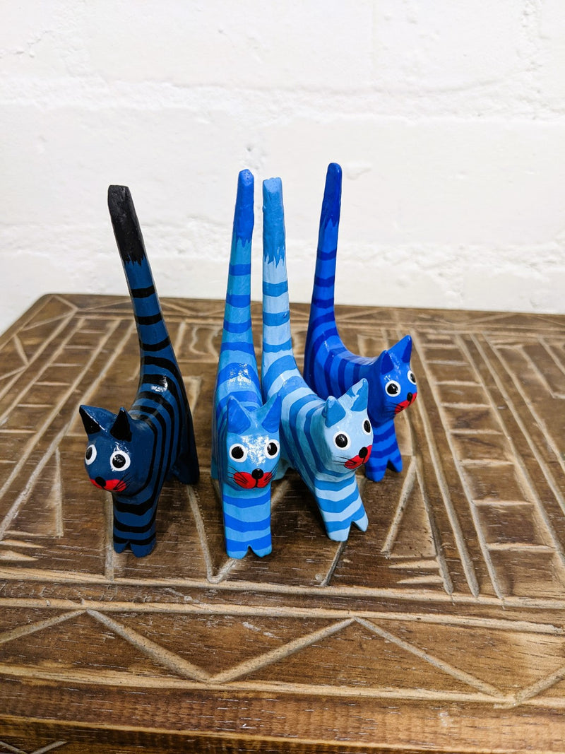 Set Of 4 Blue Cats