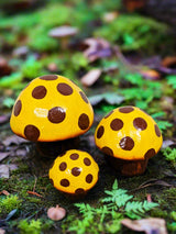 Set Of Three Brown Mushrooms
