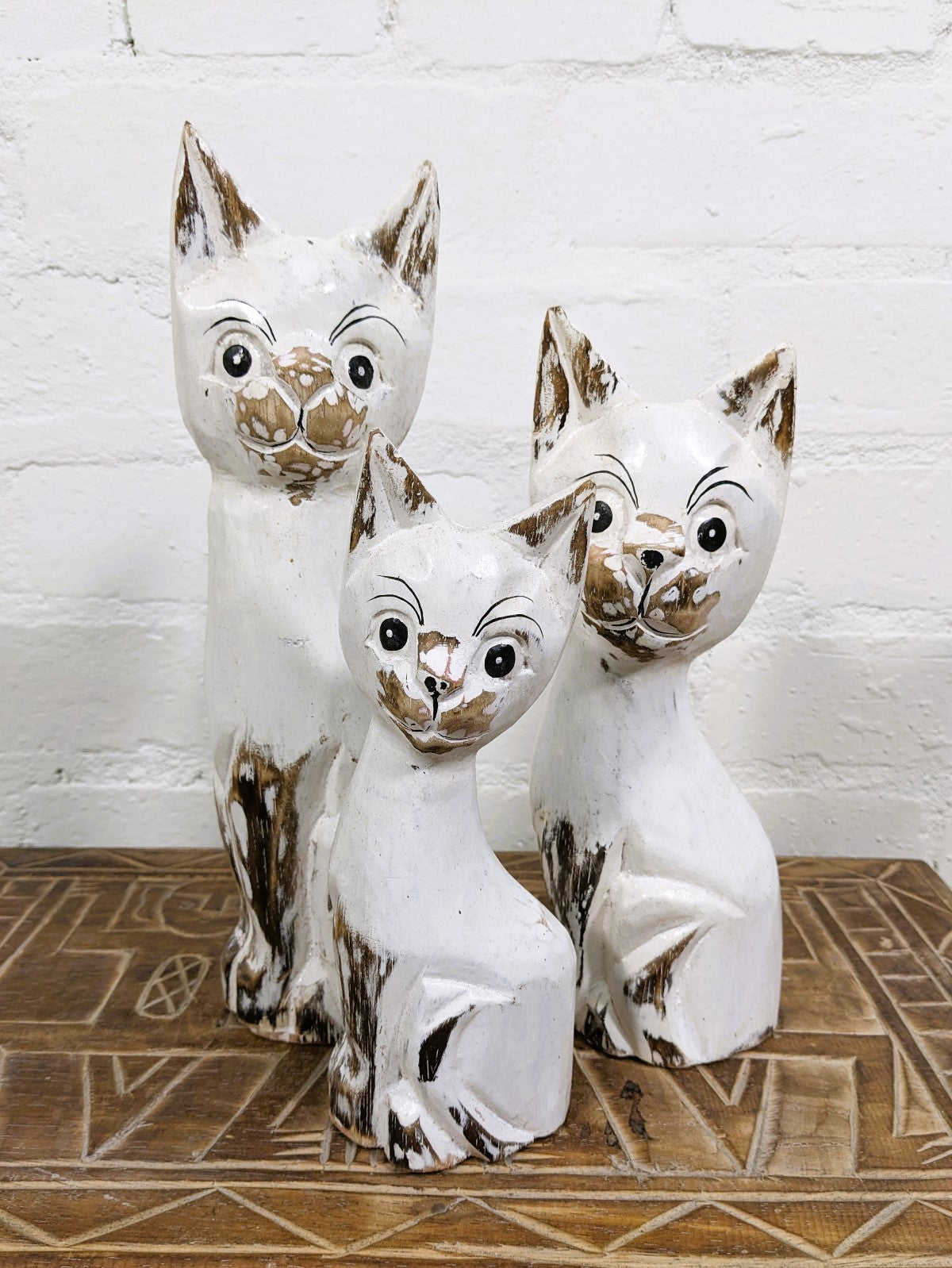Set Of Three White Cats