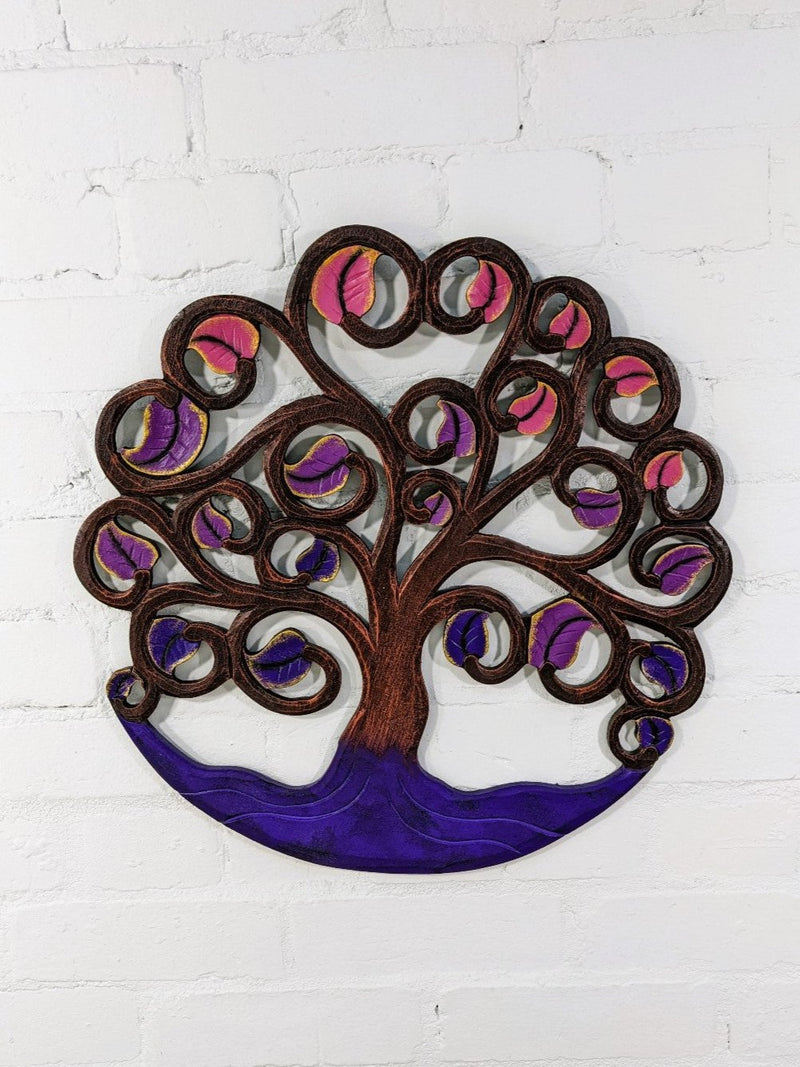 Round Carved Tree of Life Wall Hanger