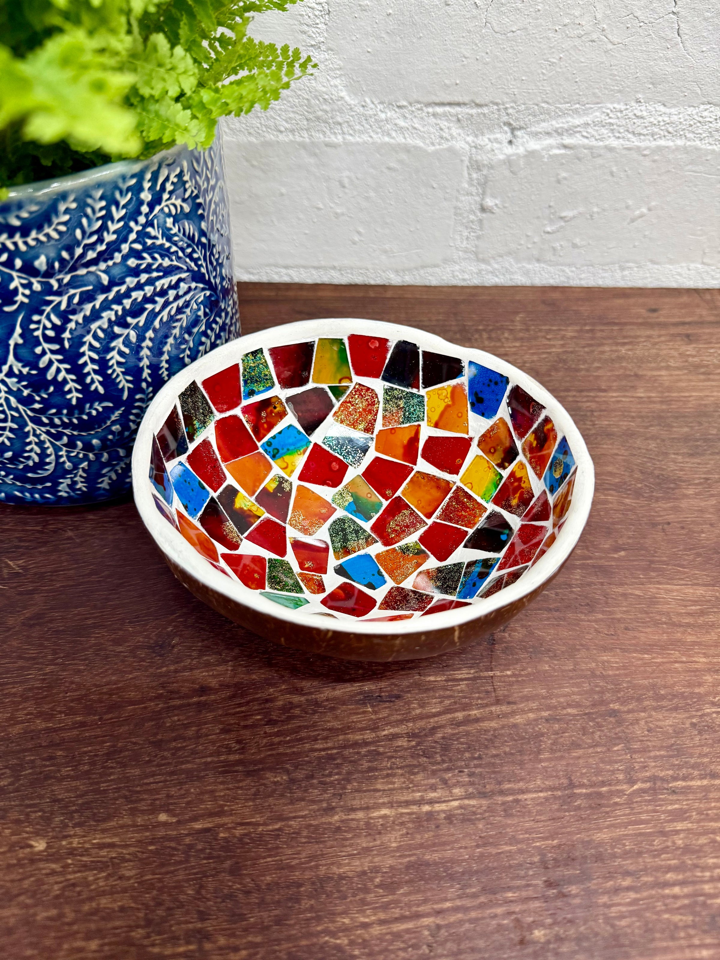 Mosaic Lined Coconut Bowl